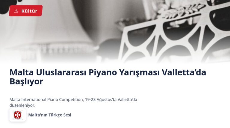 Malta Uluslararası Piyano Yarışması Valletta’da Başlıyor
