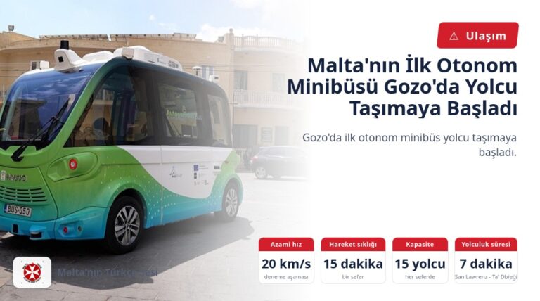 Malta’nın İlk Otonom Minibüsü Gozo’da Yolcu Taşımaya Başladı
