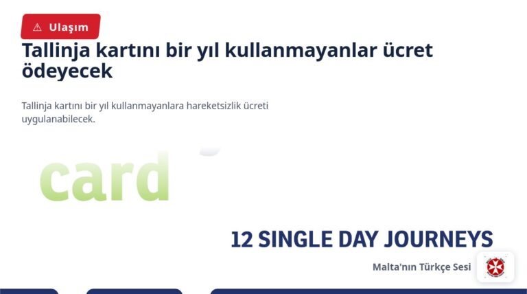 Tallinja kartını bir yıl kullanmayanlar ücret ödeyecek