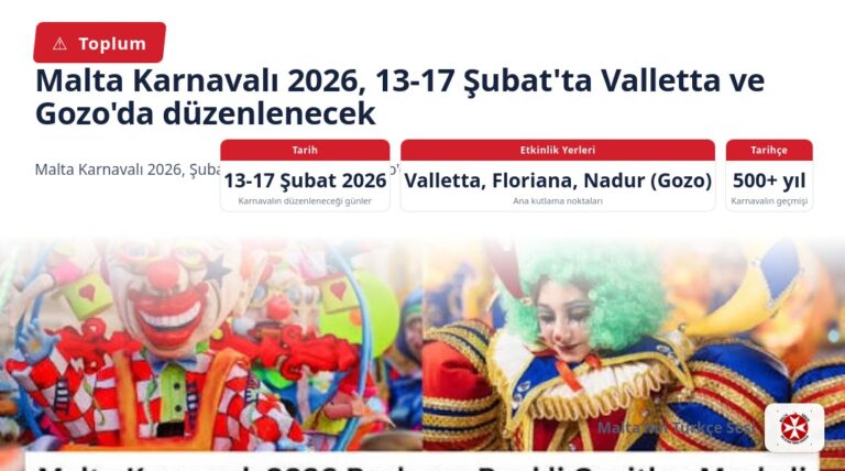 Malta Karnavalı 2026, 13-17 Şubat’ta Valletta ve Gozo’da düzenlenecek