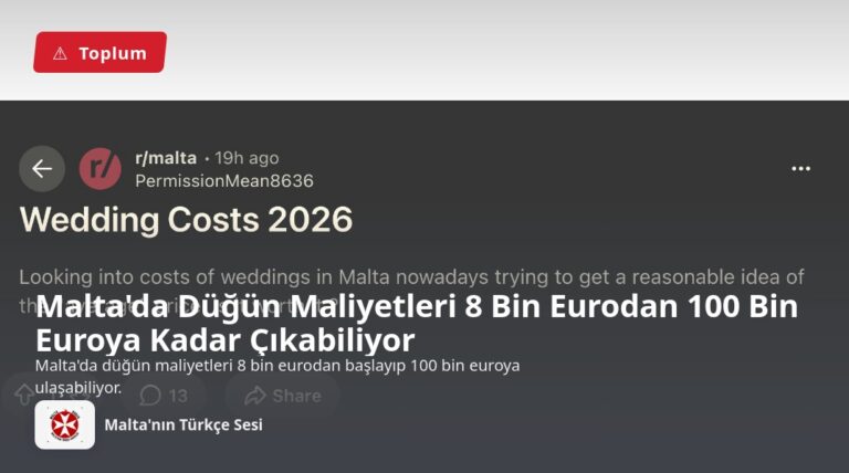 Malta’da Düğün Maliyetleri 8 Bin Eurodan 100 Bin Euroya Kadar Çıkabiliyor