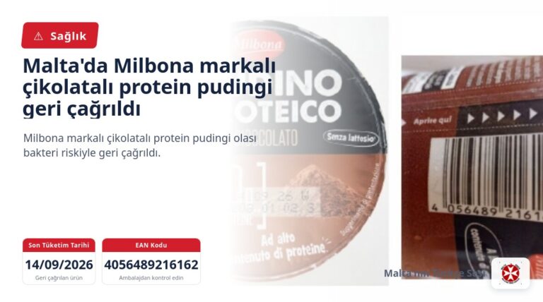 Malta’da Milbona markalı çikolatalı protein pudingi geri çağrıldı