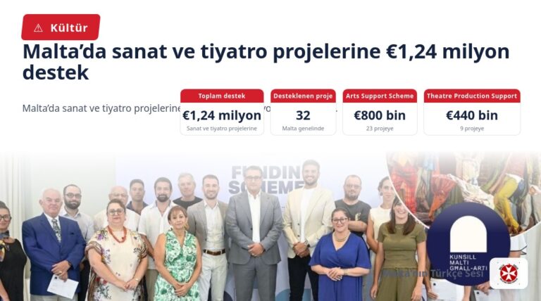 Malta’da sanat ve tiyatro projelerine €1,24 milyon destek