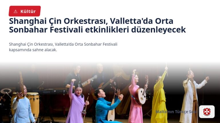 Shanghai Çin Orkestrası, Valletta’da Orta Sonbahar Festivali etkinlikleri düzenleyecek