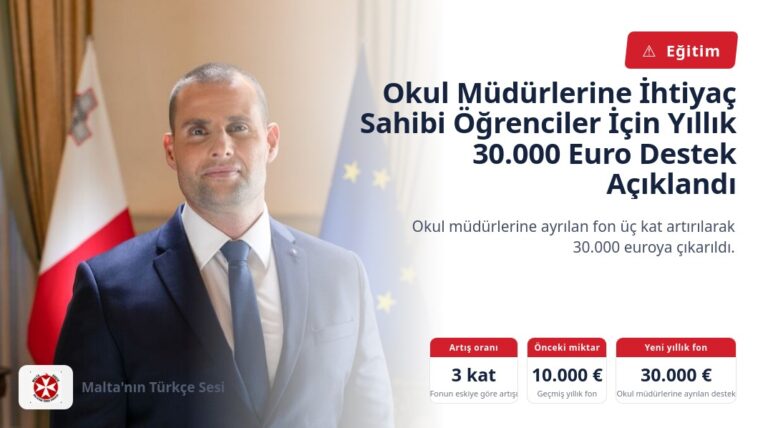 Okul Müdürlerine İhtiyaç Sahibi Öğrenciler İçin Yıllık 30.000 Euro Destek Açıklandı