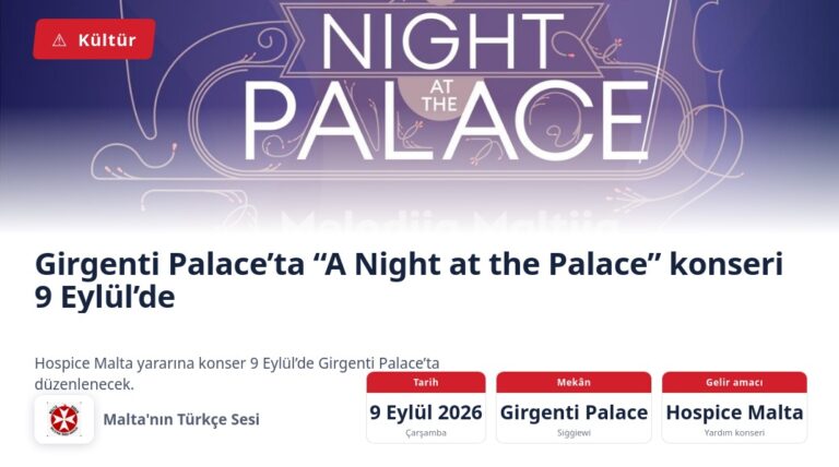 Hospice Malta yararına konser 9 Eylül’de Girgenti Palace’ta