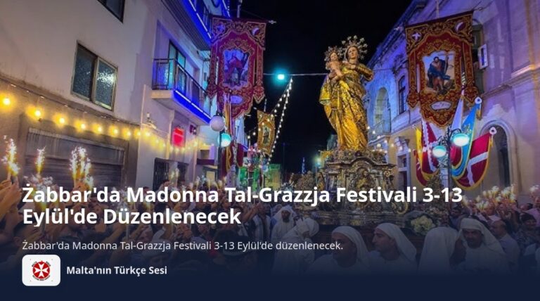 Żabbar’da Madonna Tal-Grazzja Festivali 3-13 Eylül’de Düzenlenecek