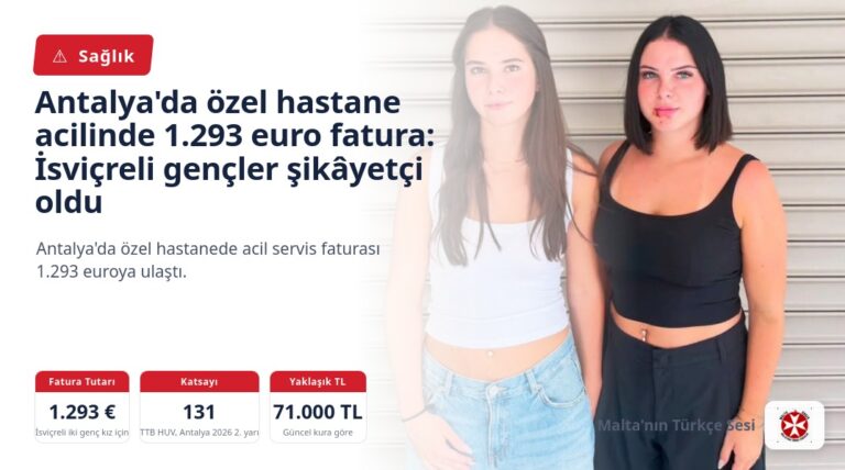 Antalya’da özel hastane acilinde 1.293 euro fatura: İsviçreli gençler şikâyetçi oldu