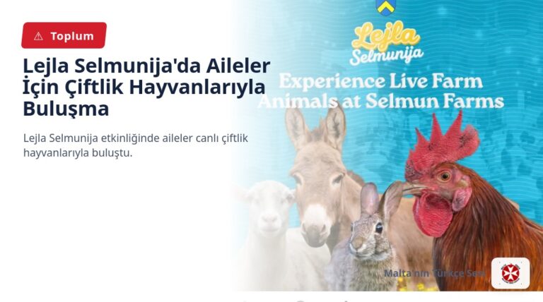 Lejla Selmunija’da Aileler İçin Çiftlik Hayvanlarıyla Buluşma