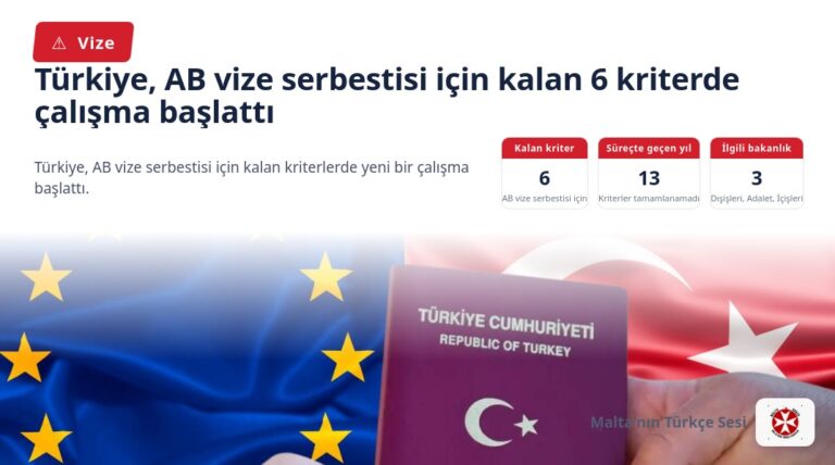 Türkiye, AB vize serbestisi için kalan 6 kriterde çalışma başlattı