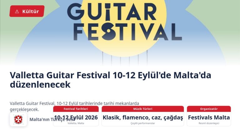 Valletta Guitar Festival 10-12 Eylül’de Malta’da düzenlenecek