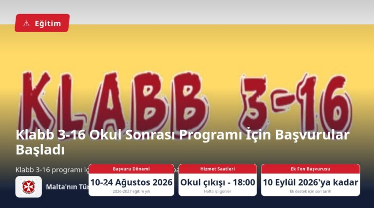 Klabb 3-16 Okul Sonrası Programı İçin Başvurular Başladı