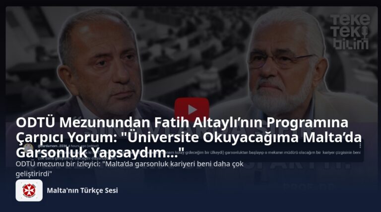 ODTÜ Mezunundan Fatih Altaylı’nın Programına Çarpıcı Yorum: “Üniversite Okuyacağıma Malta’da Garsonluk Yapsaydım…”