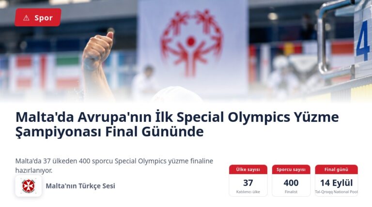 Malta’da Avrupa’nın İlk Special Olympics Yüzme Şampiyonası Final Gününde