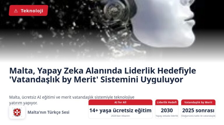 Malta, Yapay Zeka Alanında Liderlik Hedefiyle ‘Vatandaşlık by Merit’ Sistemini Uyguluyor