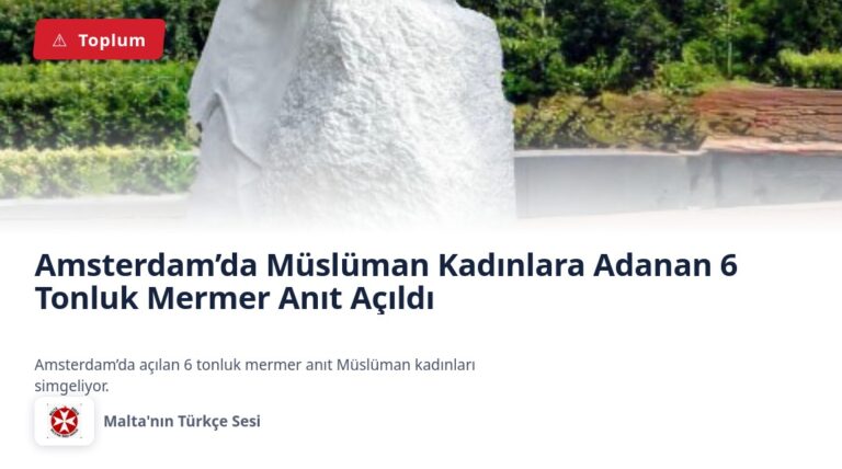 Amsterdam’da Müslüman Kadınlara Adanan 6 Tonluk Mermer Anıt Açıldı