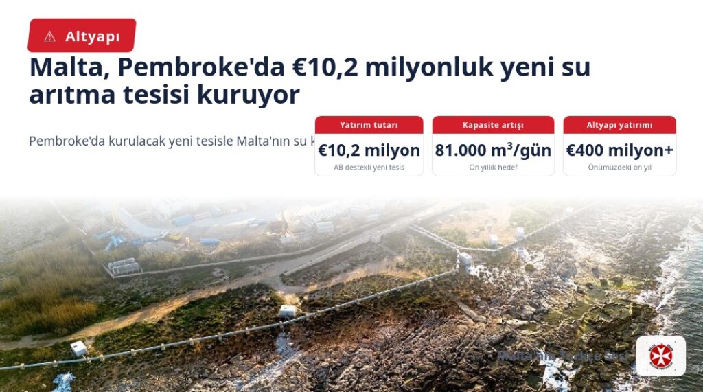 Malta, Pembroke’da €10,2 milyonluk yeni su arıtma tesisi kuruyor
