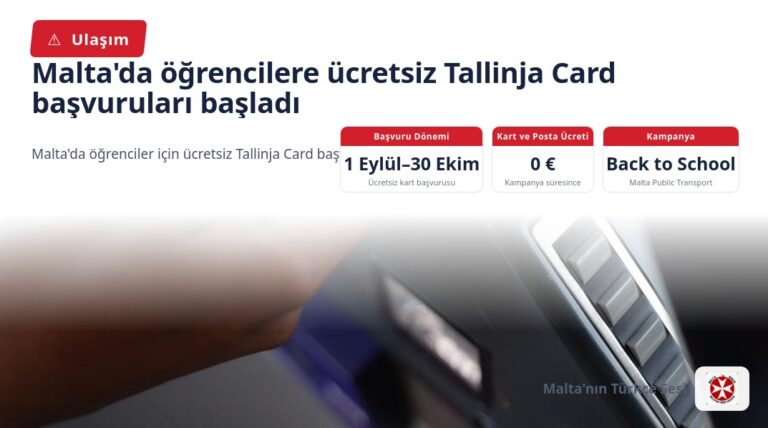 Malta’da öğrencilere ücretsiz Tallinja Card başvuruları başladı