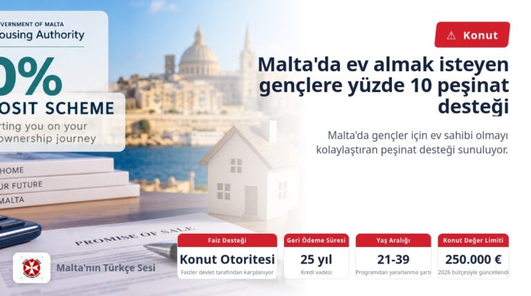Malta’da ev almak isteyen gençlere yüzde 10 peşinat desteği