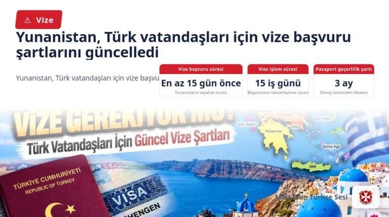 Yunanistan, Türk vatandaşları için vize başvuru şartlarını güncelledi