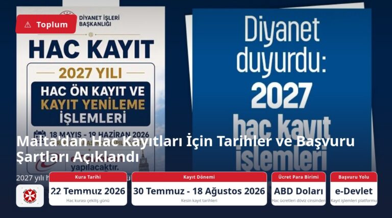 Malta’dan Hac Kayıtları İçin Tarihler ve Başvuru Şartları Açıklandı