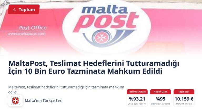 MaltaPost, Teslimat Hedeflerini Tutturamadığı İçin 10 Bin Euro Tazminata Mahkum Edildi