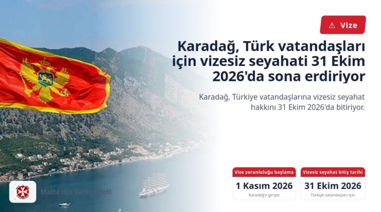 Karadağ, Türk vatandaşları için vizesiz seyahati 31 Ekim 2026’da sona erdiriyor