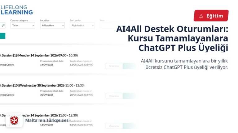 AI4All Destek Oturumları: Kursu Tamamlayanlara ChatGPT Plus Üyeliği