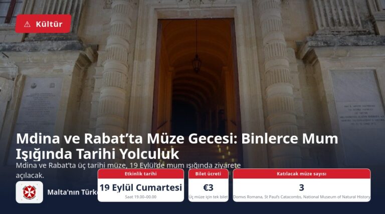 Mdina ve Rabat’ta Müze Gecesi: Binlerce Mum Işığında Tarihi Yolculuk