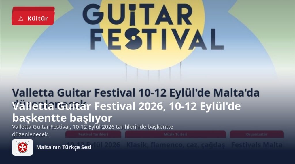 Valletta Guitar Festival 2026, 10-12 Eylül’de başkentte başlıyor