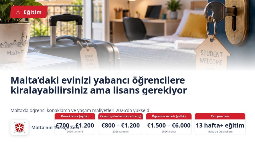 Malta’daki evinizi yabancı öğrencilere kiralayabilirsiniz ama lisans gerekiyor