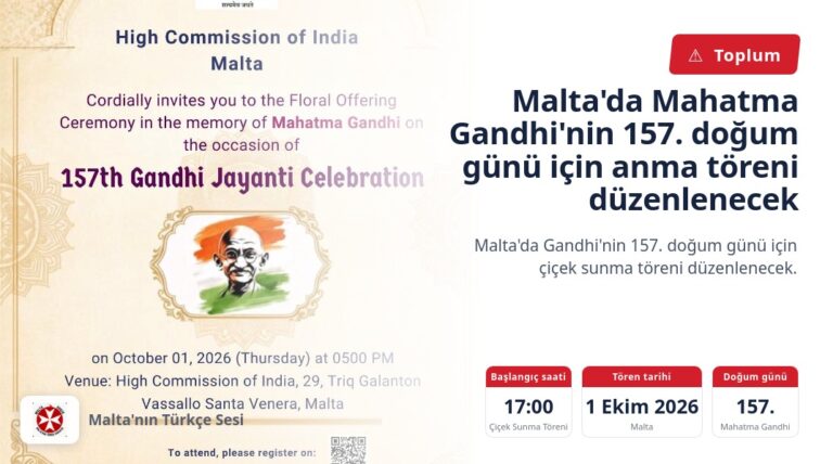 Malta’da Mahatma Gandhi’nin 157. doğum günü için anma töreni düzenlenecek
