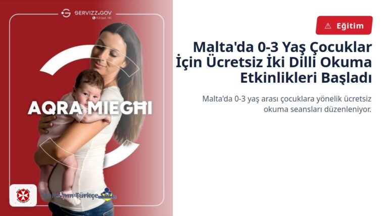 Malta’da 0-3 Yaş Çocuklar İçin Ücretsiz İki Dilli Okuma Etkinlikleri Başladı
