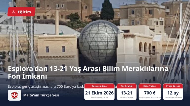 Esplora’dan 13-21 Yaş Arası Bilim Meraklılarına Fon İmkanı