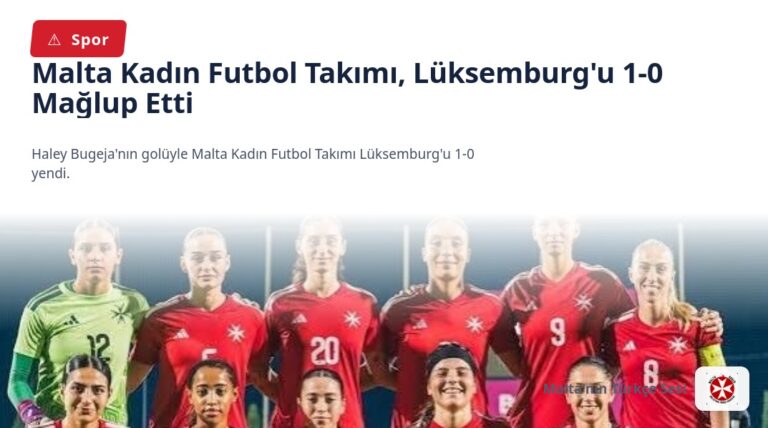 Malta Kadın Futbol Takımı, Lüksemburg’u 1-0 Mağlup Etti