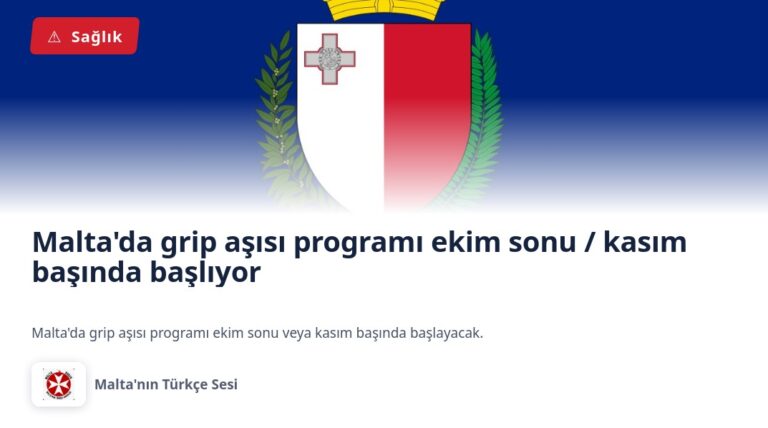Malta’da grip aşısı programı ekim sonu / kasım başında başlıyor