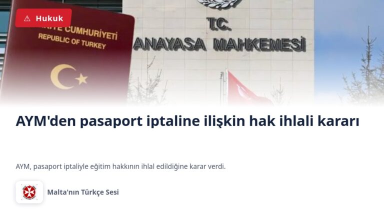 AYM’den pasaport iptaline ilişkin hak ihlali kararı
