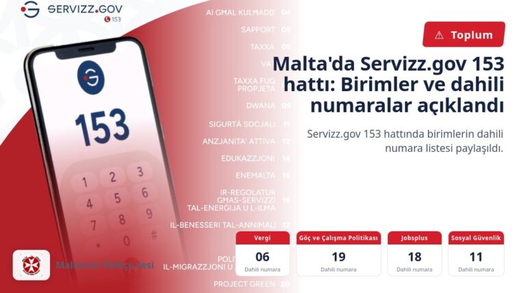 Malta’da Servizz.gov 153 hattı: Birimler ve dahili numaralar açıklandı