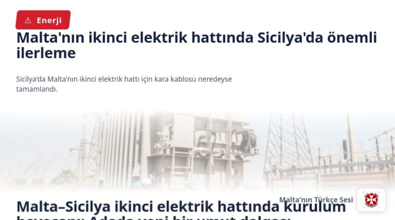Malta’nın ikinci elektrik hattında Sicilya’da önemli ilerleme