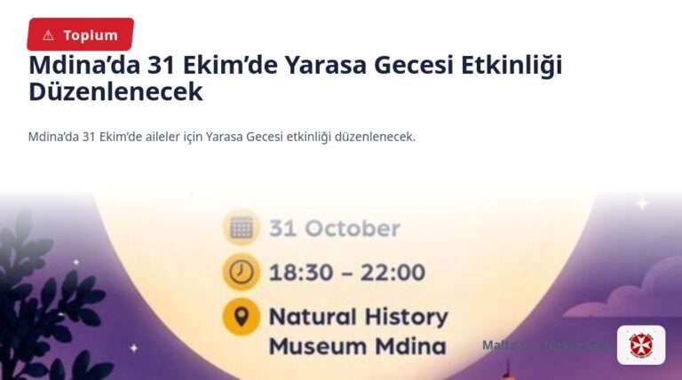 Mdina’da 31 Ekim’de Yarasa Gecesi Etkinliği Düzenlenecek