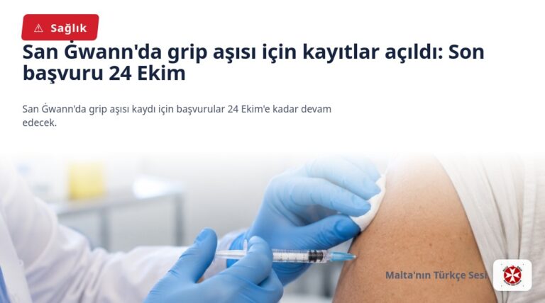 San Ġwann’da grip aşısı için kayıtlar açıldı: Son başvuru 24 Ekim