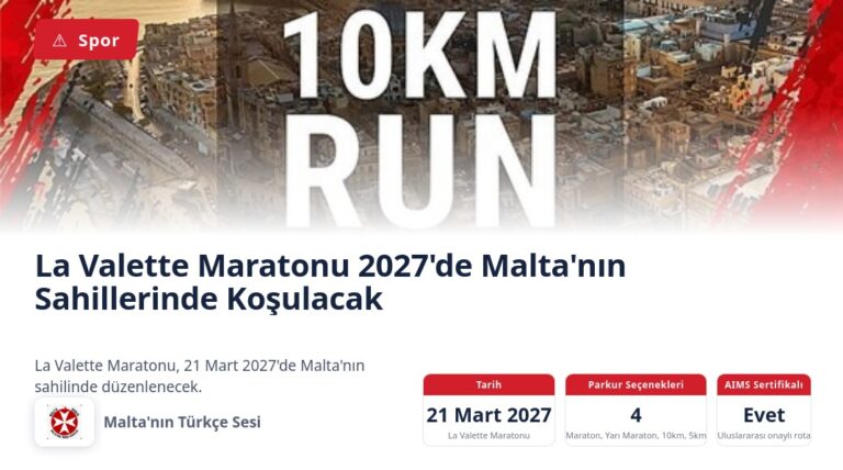 La Valette Maratonu 2027’de Malta’nın Sahillerinde Koşulacak
