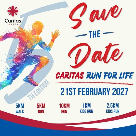 Caritas Malta’nın 5. Run for Life Etkinliği 21 Şubat 2027’de Düzenlenecek