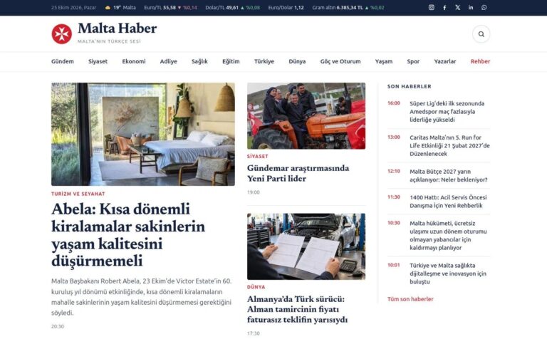 Malta Haber web sitesini yeniledi: Mobil uyum ve okuma kolaylığı öne çıktı