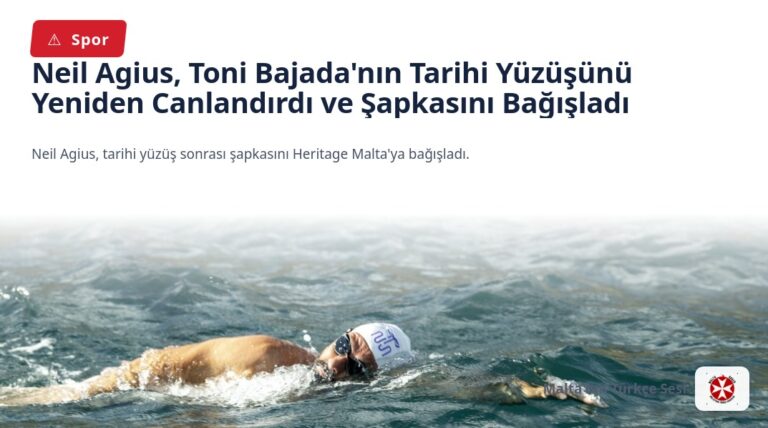 Neil Agius, Toni Bajada’nın Tarihi Yüzüşünü Yeniden Canlandırdı ve Şapkasını Bağışladı