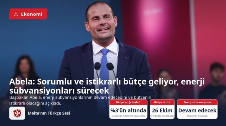 Abela: Sorumlu ve istikrarlı bütçe geliyor, enerji sübvansiyonları sürecek