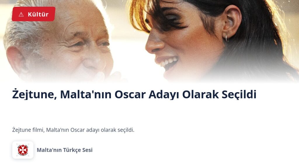 Żejtune, Malta’nın Oscar Adayı Olarak Seçildi