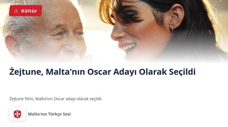 Żejtune, Malta’nın Oscar Adayı Olarak Seçildi