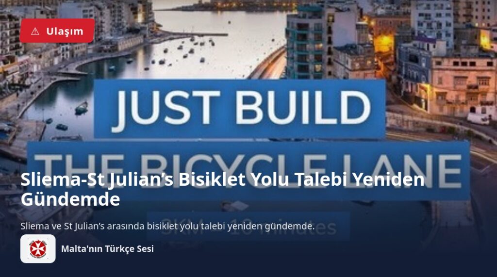Sliema-St Julian’s Bisiklet Yolu Talebi Yeniden Gündemde