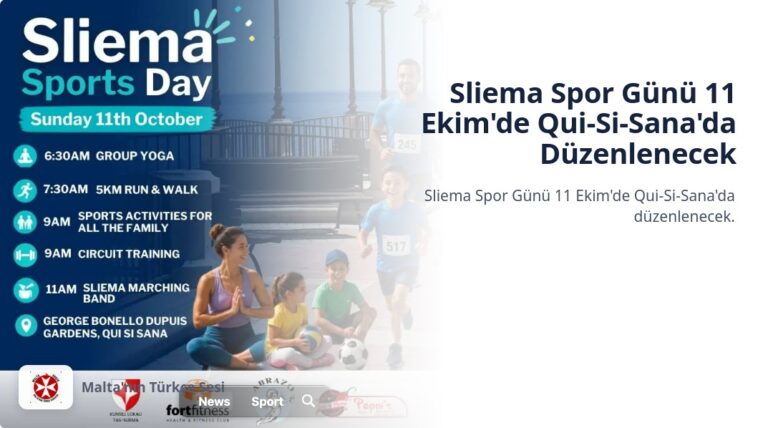Sliema Spor Günü 11 Ekim’de Qui-Si-Sana’da Düzenlenecek